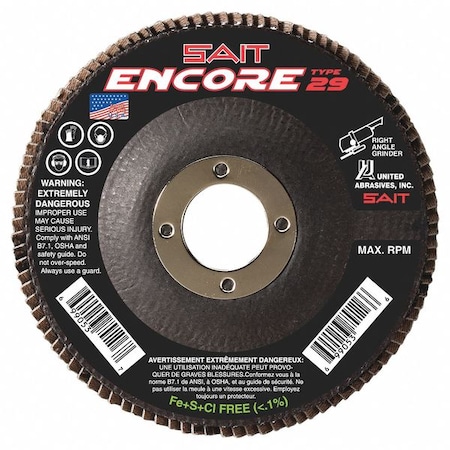 SAIT 79109 Encore Fiberglass Backed Flap Disc (Type 29) 4-1/2