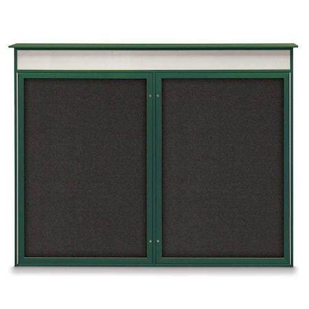 Single Door Enclosed Indoor Letterboard MPN:UV1124SD4824-BLACK-GREEN