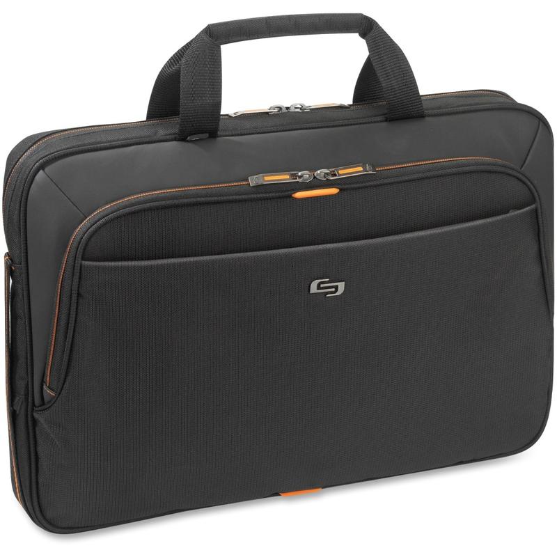 Solo New York Ace Slim Briefcase For 15.6in Laptops, Black/Orange MPN:UBN1014