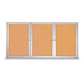 United Visual Products Three-Door Outdoor Corkboard - 72