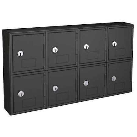 Cell Phone Locker, 24 in W, 4 in D, 13 1/2 in H, (2) Tier, (4) Wide, Black MPN:UVQ1048