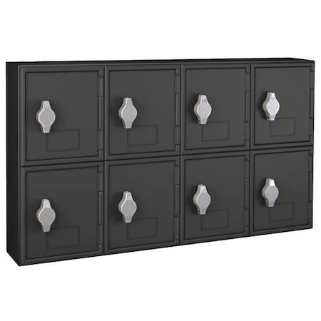 Cell Phone Locker, 24 in W, 4 in D, 13 1/2 in H, (2) Tier, (4) Wide, Black MPN:UVQ1049