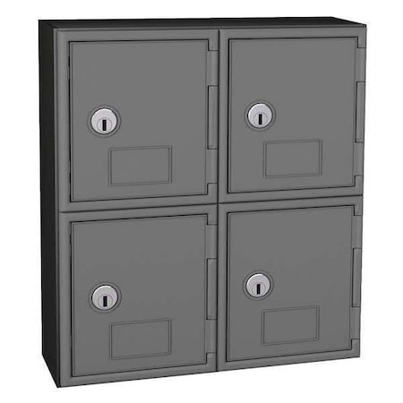 Cell Phone Locker, 12 in W, 4 in D, 13 1/2 in H, (2) Tier, (2) Wide, Gray/Black MPN:UVQ1050