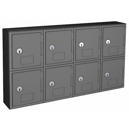 Cell Phone Locker, 24 in W, 4 in D, 13 1/2 in H, (2) Tier, (4) Wide, Gray/Black MPN:UVQ1052