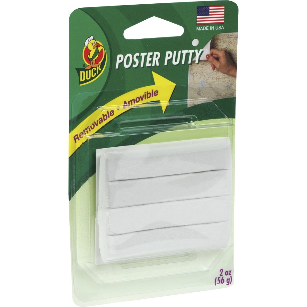 Duck Brand Poster Mounting Putty - 12 Packs - Non-toxic, Removable, Reusable - 48 / Carton - 4 Strips/Pack - White MPN:PTY2CT