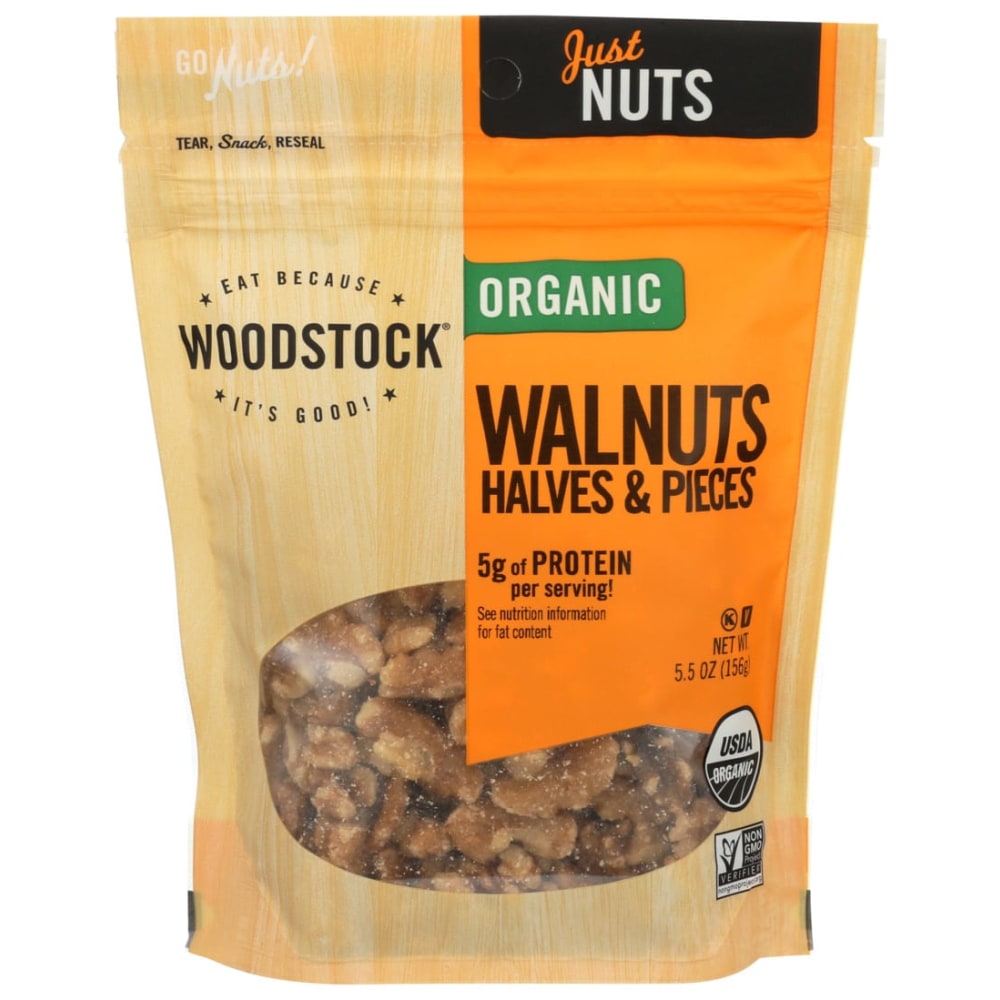 Woodstock Foods Organic Walnut Halves And Pieces, 5.5 Oz, Total Qty 8 MPN:00837