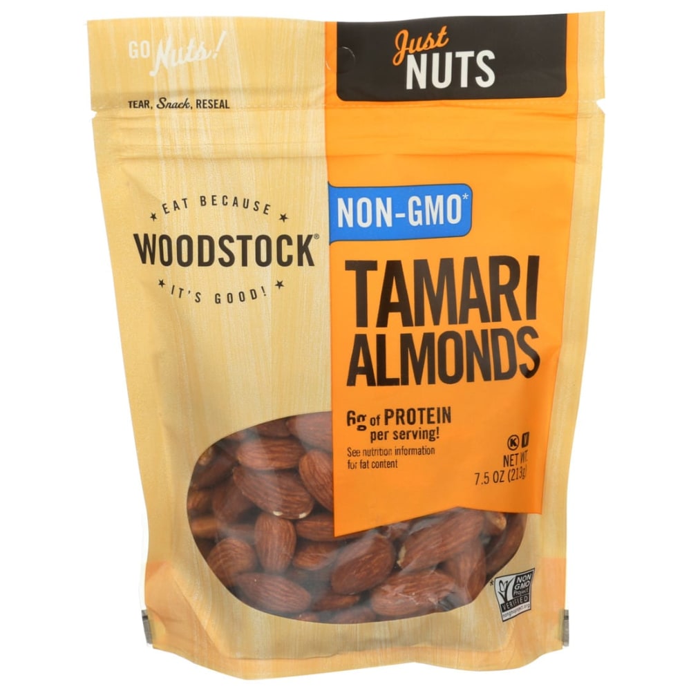 Woodstock Foods Non-GMO Almonds, Tamari, 7.5 Oz, Total Qty 8 MPN:00839