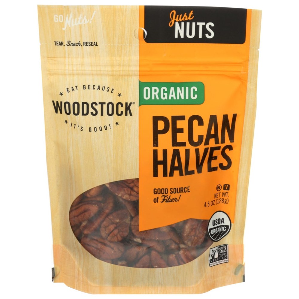 Woodstock Foods Organic Pecan Halves, 4.5 Oz, Total Qty 8 MPN:01253
