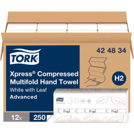 Tork® Xpress Compressed Multifold Hand Towels White 250 Sheets/Pack 12 Packs/Carton 424834