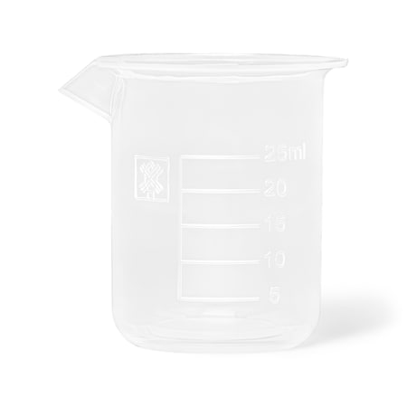 Beakers, Wide Spout, Polypropylene, 25 mL, Autoclavable, Raised Graduations, 12 PK MPN:11110