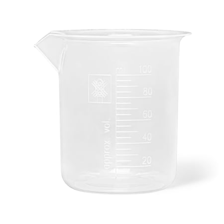 Beakers, Wide Spout, Polypropylene, 100 mL, Autoclavable, Raised Graduations, 12 PK MPN:11112