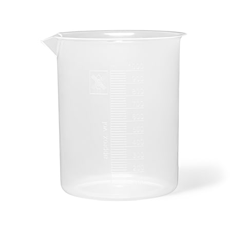 Beakers, Wide Spout, Polypropylene, 1000 mL, Auctoclavable, Raised Graduations, 3 PK MPN:11115