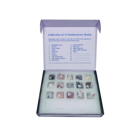 Sedimentary Rock Set, 15 Specimens MPN:UNSEDRC01