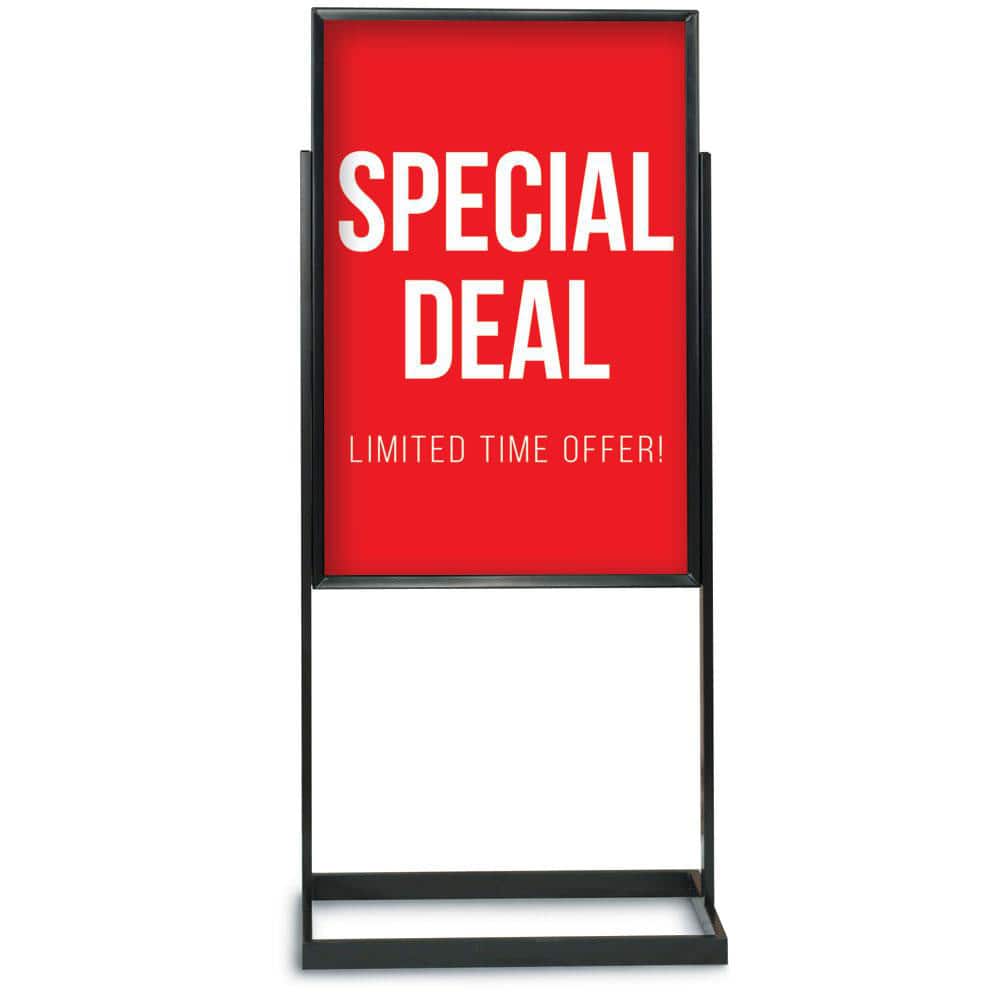 Sign Holders & Frames, Product Type: Sign Frame , Sign Holder Height: 53.5 , Sign Holder Width: 24 , Signs Held: 1 , Indoor/Outdoor: Indoor  MPN:UVE52436-BLACK