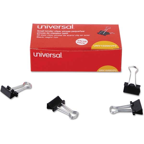 Binder Clips; Width (Inch): 0.75in ; Color: Black; Silver ; Sheet Capacity: 0 ; UNSPSC Code: 0044122105 MPN:UNV10200VP3 - Pkg Qty 36