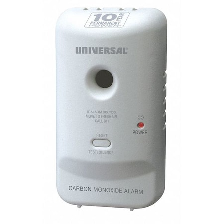 Carbon Monoxide Alarm, 85 dB at 10 ft, 10 Year Permanent Power Sealed Battery, Electrochemical MPN:MC304SB