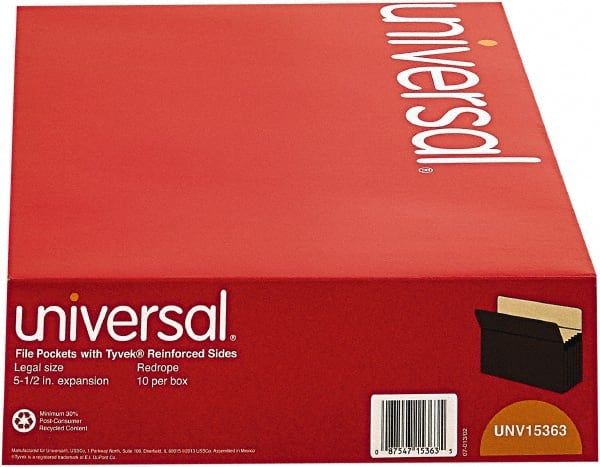 Expandable File Folder with Drop Front & Top Tab Pocket: Legal, Red, 10/Pack MPN:UNV15363 - Pkg Qty 10