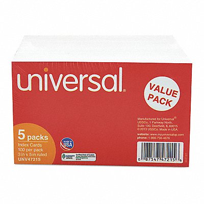 Index Cards Ruled 3 x 5 PK500 MPN:UNV47215