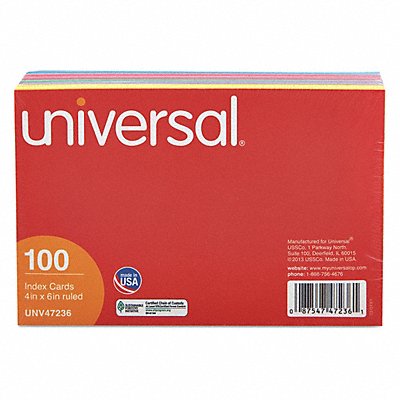 Index Cards Ruled 4 x 6 PK100 MPN:UNV47236