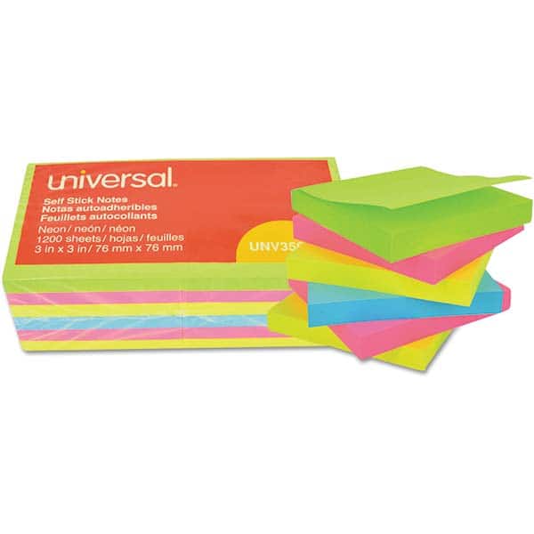 Self-Stick Note: 1,200 Sheets, Unruled MPN:UNV35612 - Pkg Qty 12