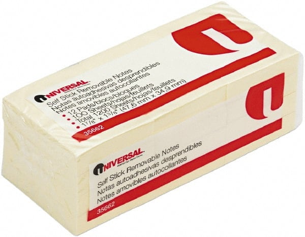 Self-Stick Note & Page Flag Dispensers; Dispenser Type: Self-Stick Note Dispenser ; For Use With: Self-Stick Note ; Color: Yellow ; Overall Depth: 1.5in ; Overall Width: 2in ; Overall Height: 1.5in MPN:UNV35662 - Pkg Qty 12