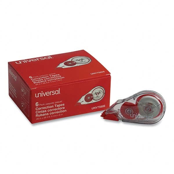 Correction Fluid & Tape; Correction Tape Type: Non-Refillable; Tape Width: 0.2in; Tape Length: 315in; Color: White; UNSPSC Code: 0044121801 MPN:UNV75606 - Pkg Qty 6