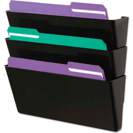 Universal Recycled Wall File Three Pocket Plastic Black UNV08121