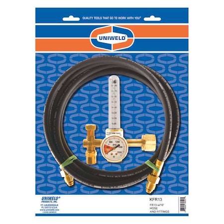 Flowmeter Regulator and Hose Kit, Carbon Dioxide, Single Stage, 0.825