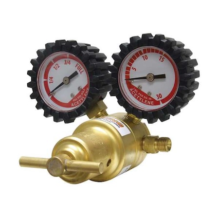 Light/Medium Duty Acetylene Regulator A-Conn/CGA200, Acetylene, Single Stage, 3/8