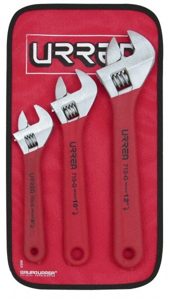 Adjustable Wrench Set: 3 Pc, 1 to 1-5/16