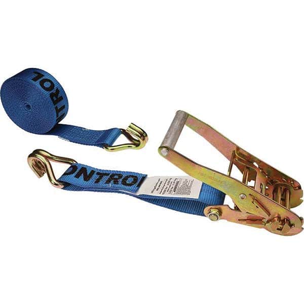 Polyester Ratchet Strap Tie Down: 18' Long, 2