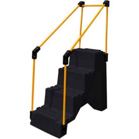 4 Step Plastic Step Stand W/ Handrails - Black 27