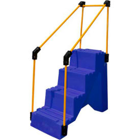 4 Step Plastic Step Stand W/ Handrails - Blue 27