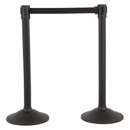 Barrier Post with Belt, Black, 77 in Length, 38 1/2 in Post Height, No Legend, Unfinished MPN:U2000