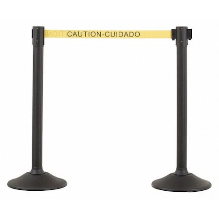 Barrier Post with Belt, Black, 77 in Length, 38 1/2 in Post Height, Caution, Unfinished MPN:U2000CAU
