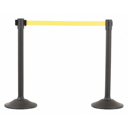 Barrier Post with Belt, Black, 77 in Length, 38 1/2 in Post Height, No Legend, Unfinished MPN:U2000YEL