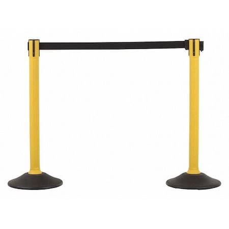 Barrier Post with Belt, Yellow, 77 in Length, 38 1/2 in Post Height, No Legend, Unfinished MPN:U2055