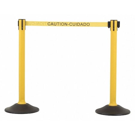 Barrier Post with Belt, Yellow, 77 in Length, 38 1/2 in Post Height, Caution, Unfinished MPN:U2055CAU