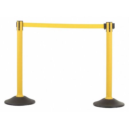 Barrier Post with Belt, Yellow, 77 in Length, 38 1/2 in Post Height, No Legend, Unfinished MPN:U2055YEL