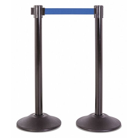 Steel Stanchion, Black, 7.5ft, Blue Belt, PR MPN:U2102BLU