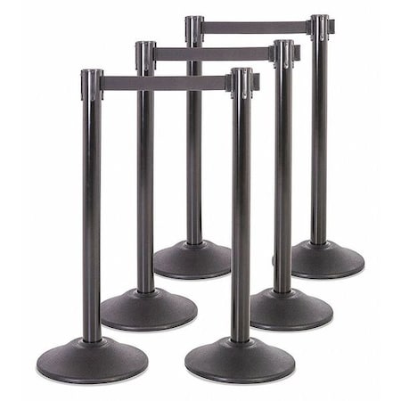 Steel Stanchion, Black, 7.5 ft Belt, PK6 MPN:U2102PK6