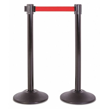 Steel Stanchion, Black, 7.5ft, Red Belt, PR MPN:U2102RED