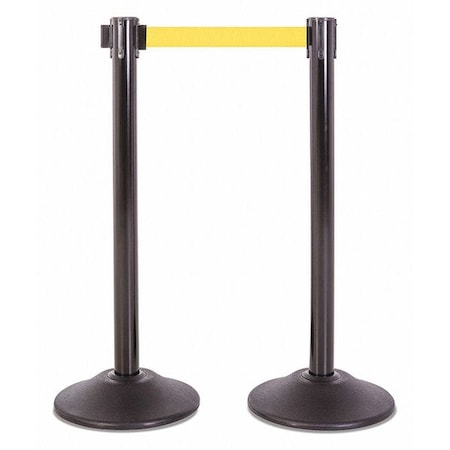 Steel Stanchion, Blk, 7.5ft, Yellow Belt, PR MPN:U2102YEL