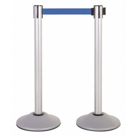 Steel Stanchion, Silver, 7.5ft, Blu Belt, PR MPN:U2103BLU