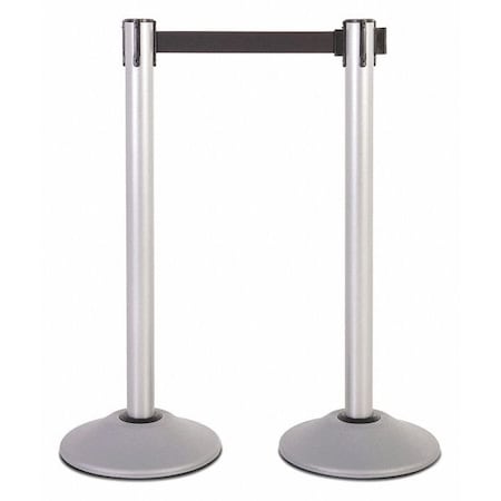 Steel Stanchion, Silver, 13ft, Blk Belt, PR MPN:U2103EXT