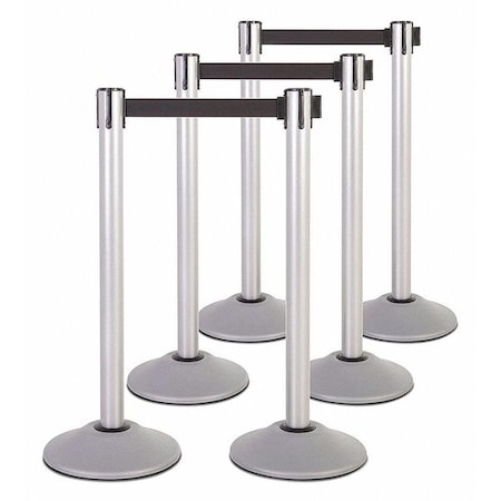 Steel Stanchion, Silver, 7.5 ft Belt, PK6 MPN:U2103PK6