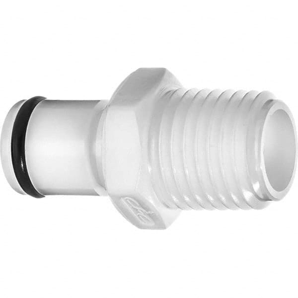 Plastic Quick-Disconnect Tube Couplings, Type: In Line Threaded-Male Plug, In Line Threaded-Male Plug , Nominal Flow Size: 1/4 (Inch), Thread Size: 1/4 NPT MPN:ZUSA-TF-QD-A-24