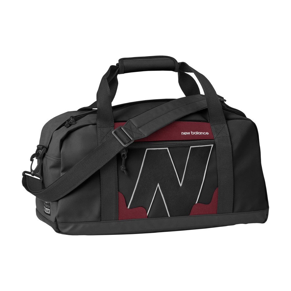 New Balance Legacy Duffel Bag, 9-5/8inH x 19-5/16inW x 9-1/8inD, Black/Red MPN:LAB21016-006