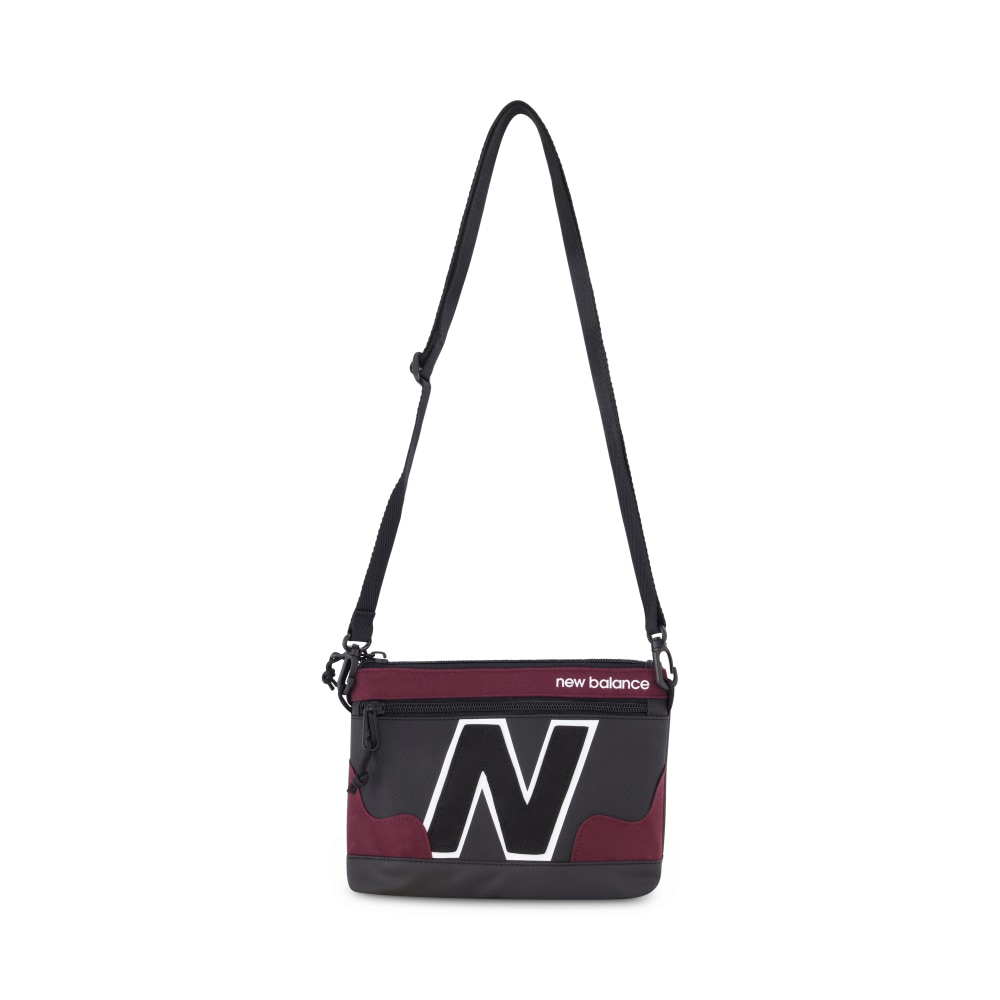New Balance Legacy Shoulder Bag, 6-3/4inH x 9-5/16inW x 1-1/4inD, Black/Red MPN:LAB21015-006