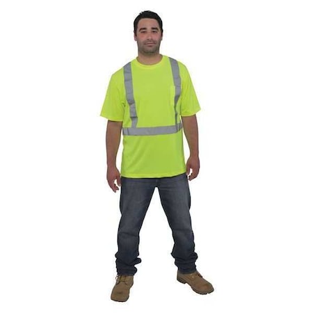 Hi-Vis Short Sleeve T-Shirt, Birdeye Pique, Yellow, XL MPN:UHV303-L-XL